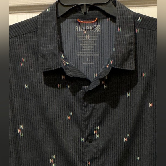 Roark Breathable Stretch Black Geometric Bless Up Mens Short Sleeve Shirt Large - Picture 5 of 10